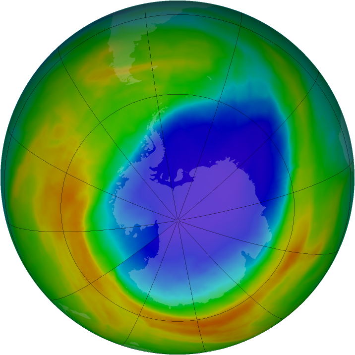 Antarctic ozone map for 17 October 2014